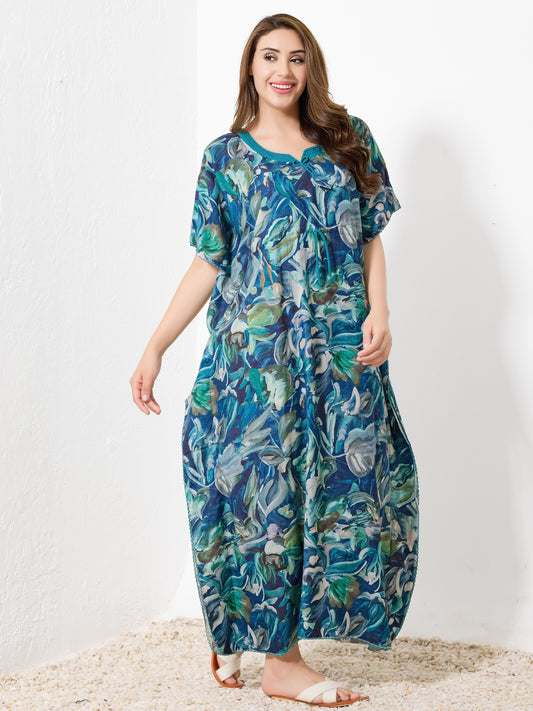 Blue Abstract Kaftan