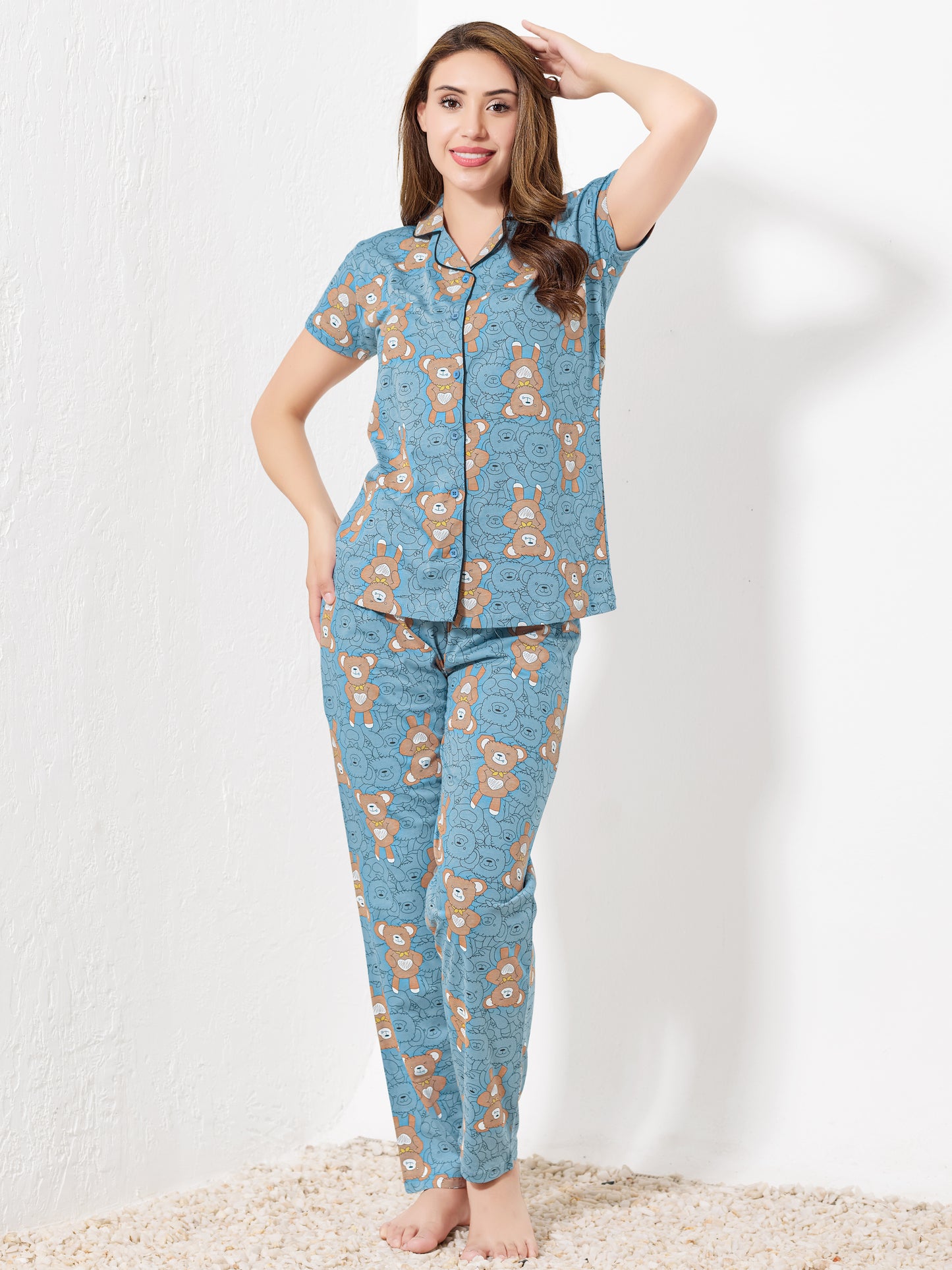Blue Printed Night Suit