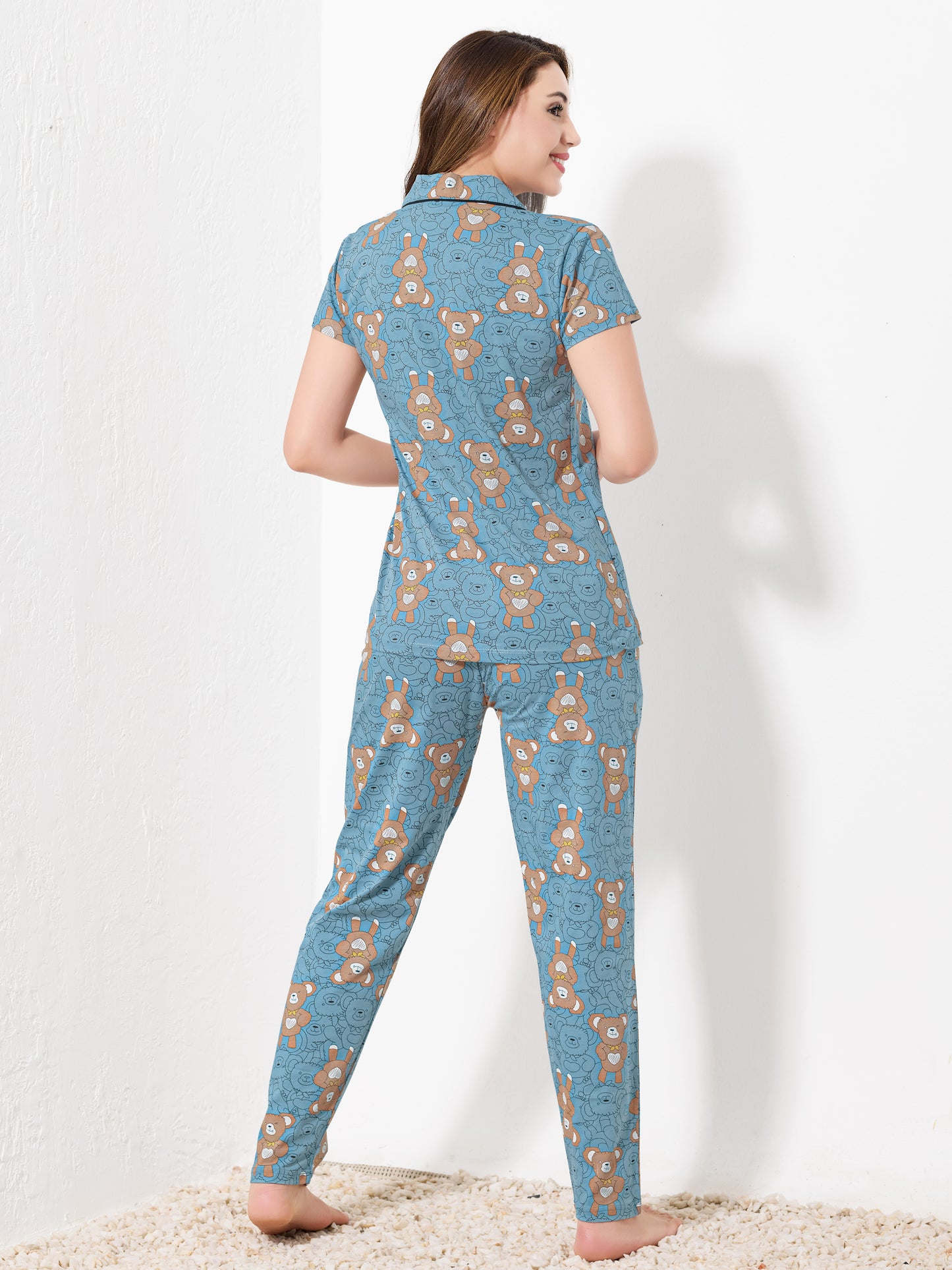 Blue Printed Night Suit
