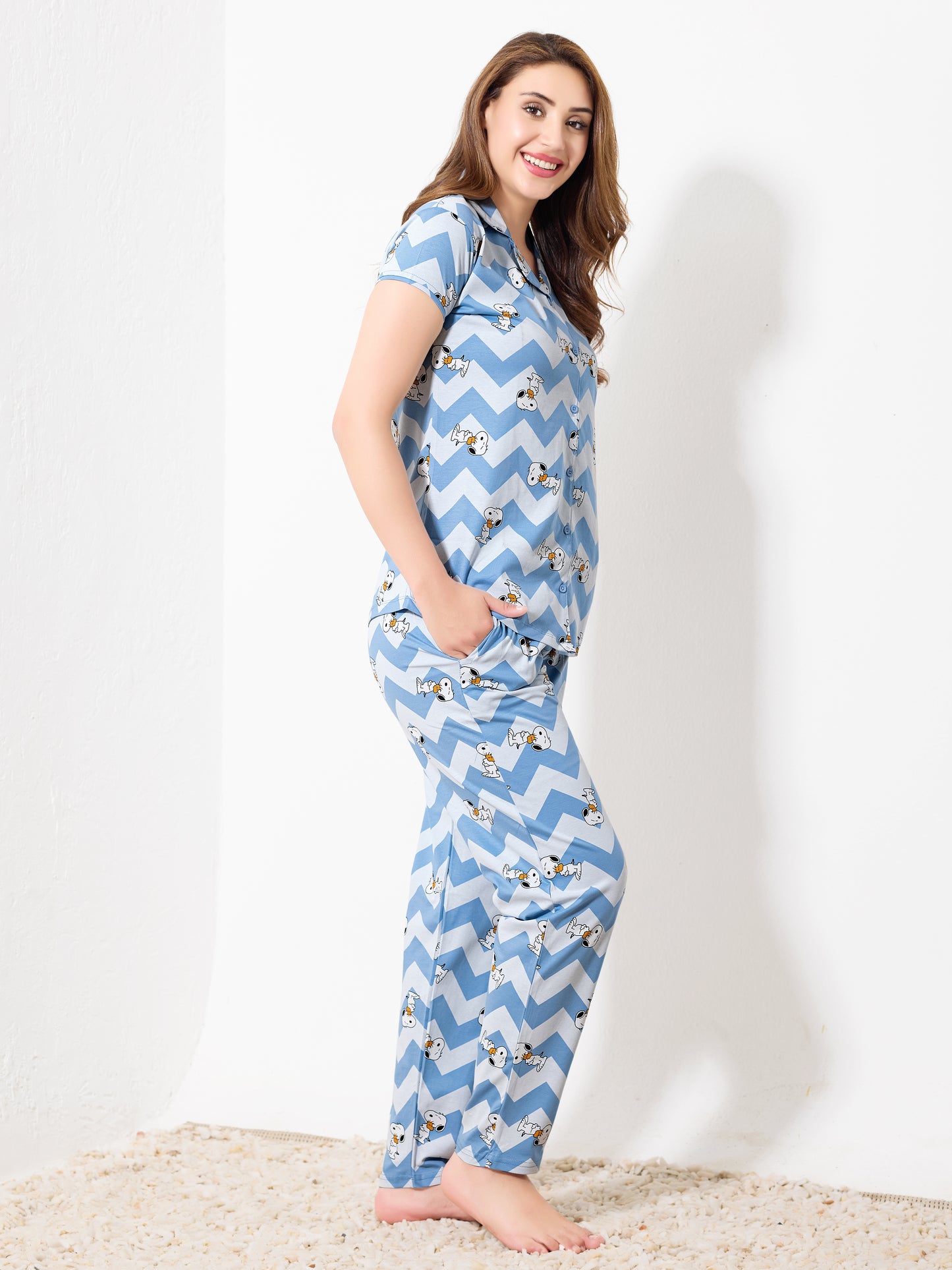 Blue Stripe Night Suit