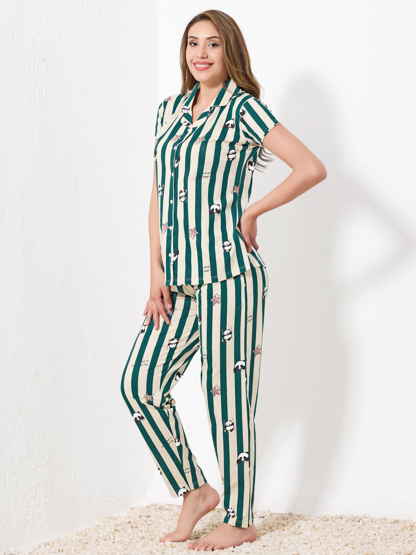 Dark Green Straps Night Suit