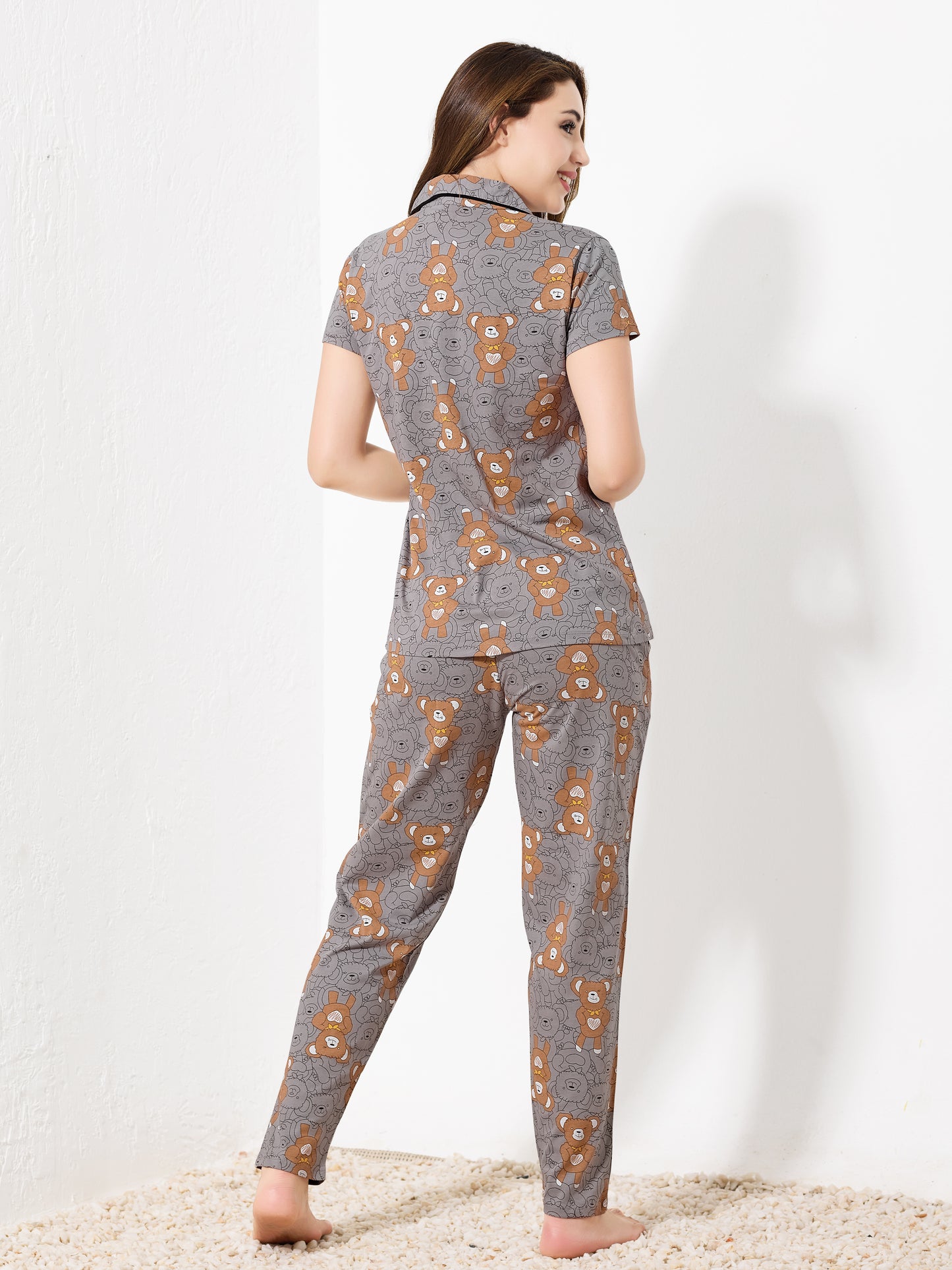 Grey Printed Night Suit