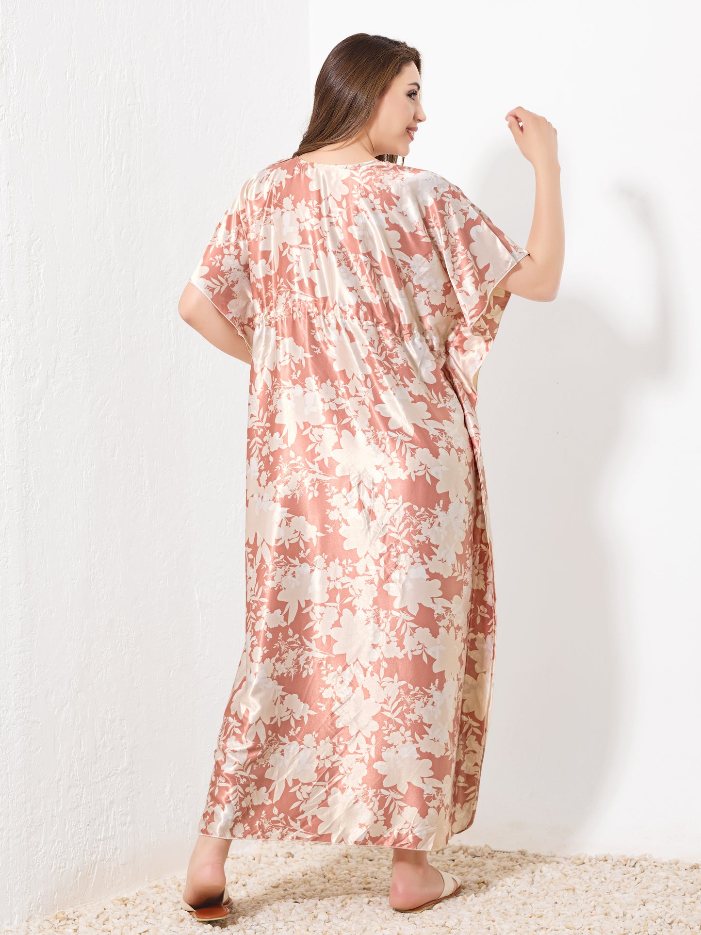 Peach & White Floral Kaftan