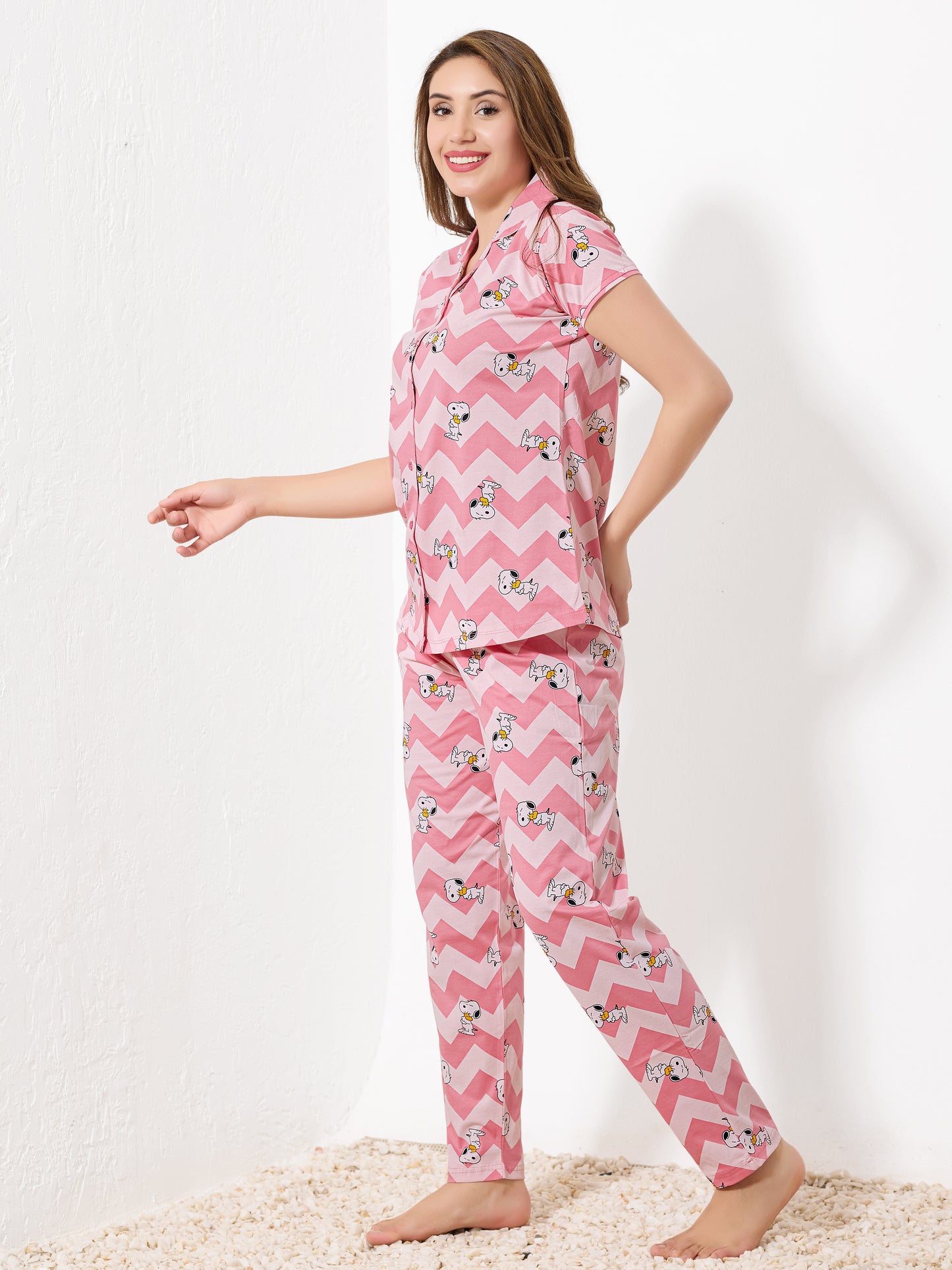 Pink Stripe Night Suit
