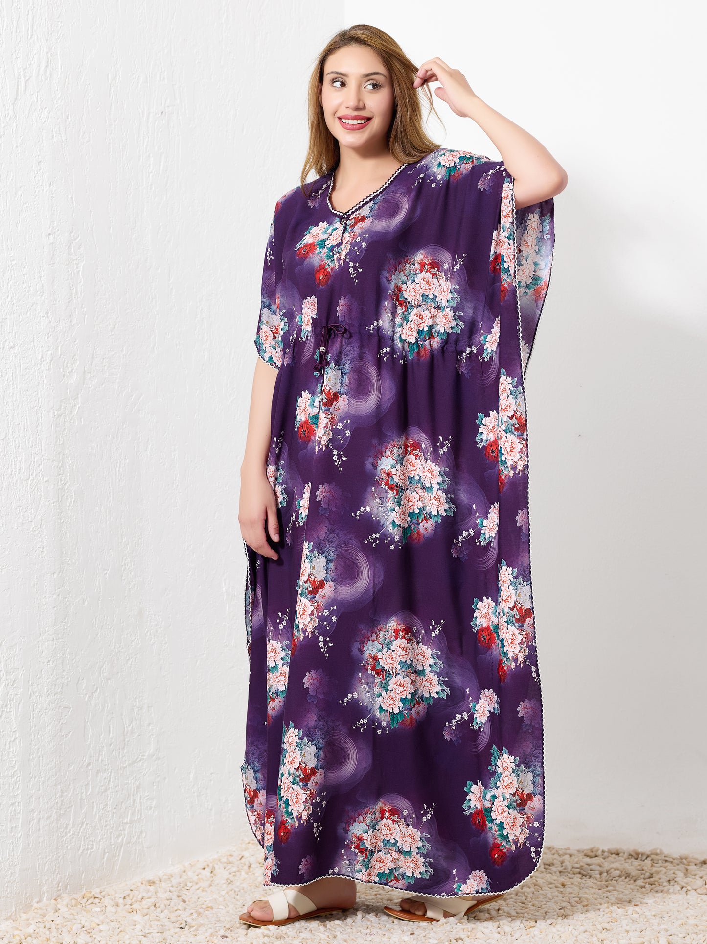 Purple Floral Kaftan