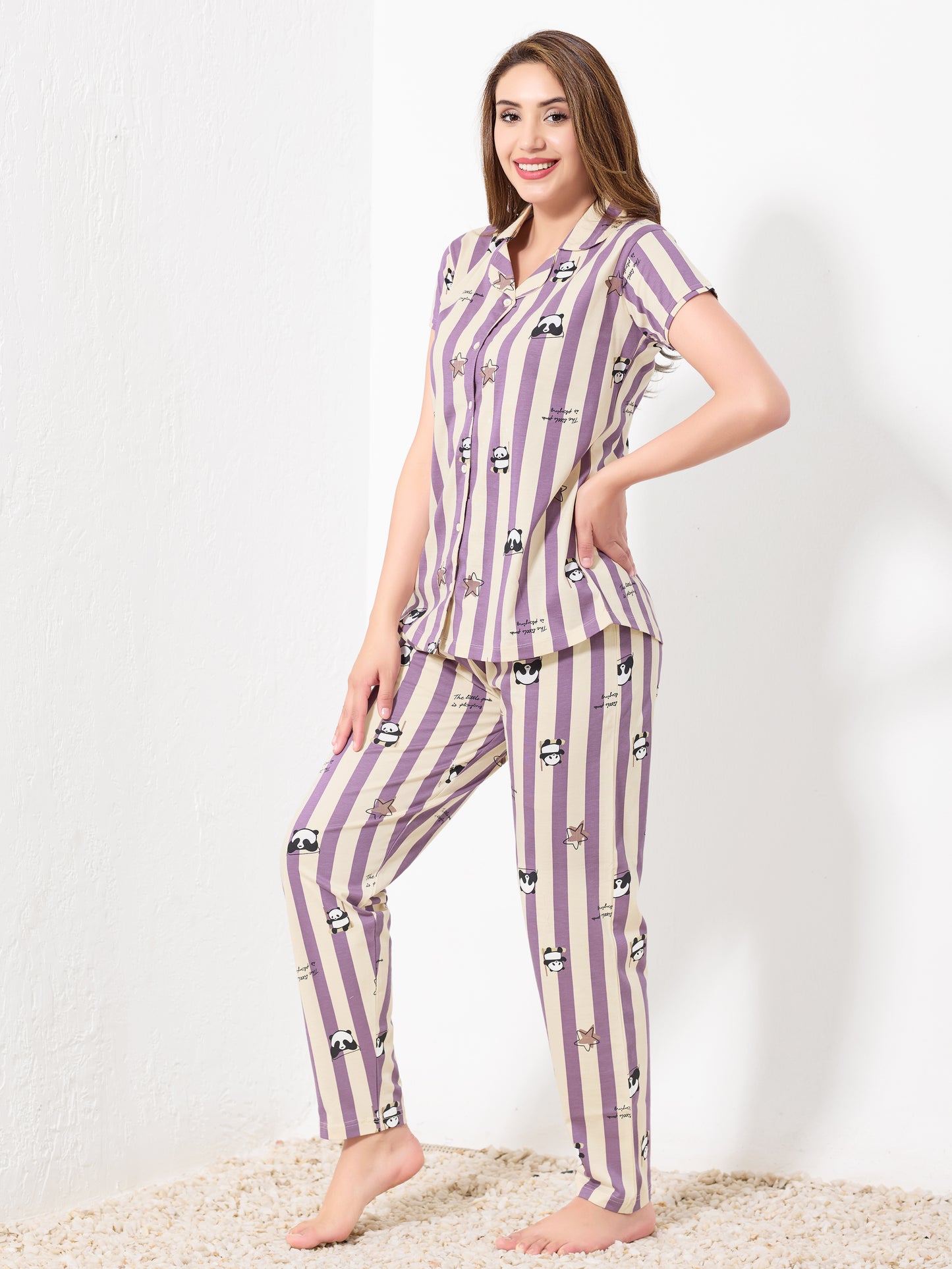 Purple Straps Night Suit