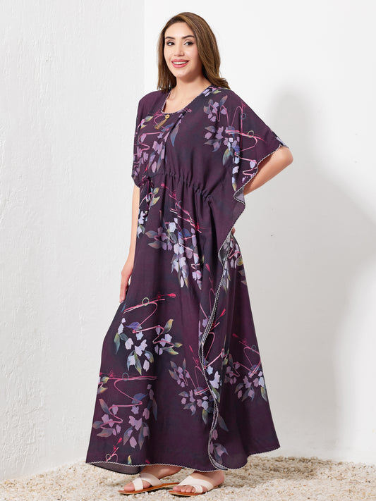 Purple with grey Floral kaftan