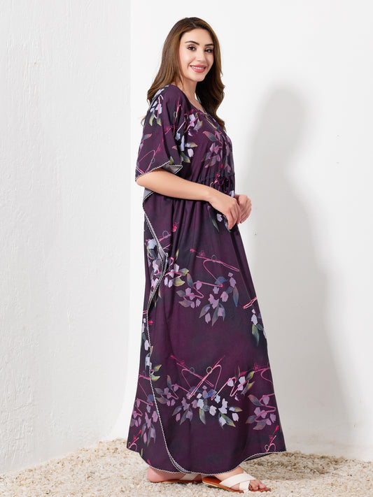 Purple with grey Floral kaftan