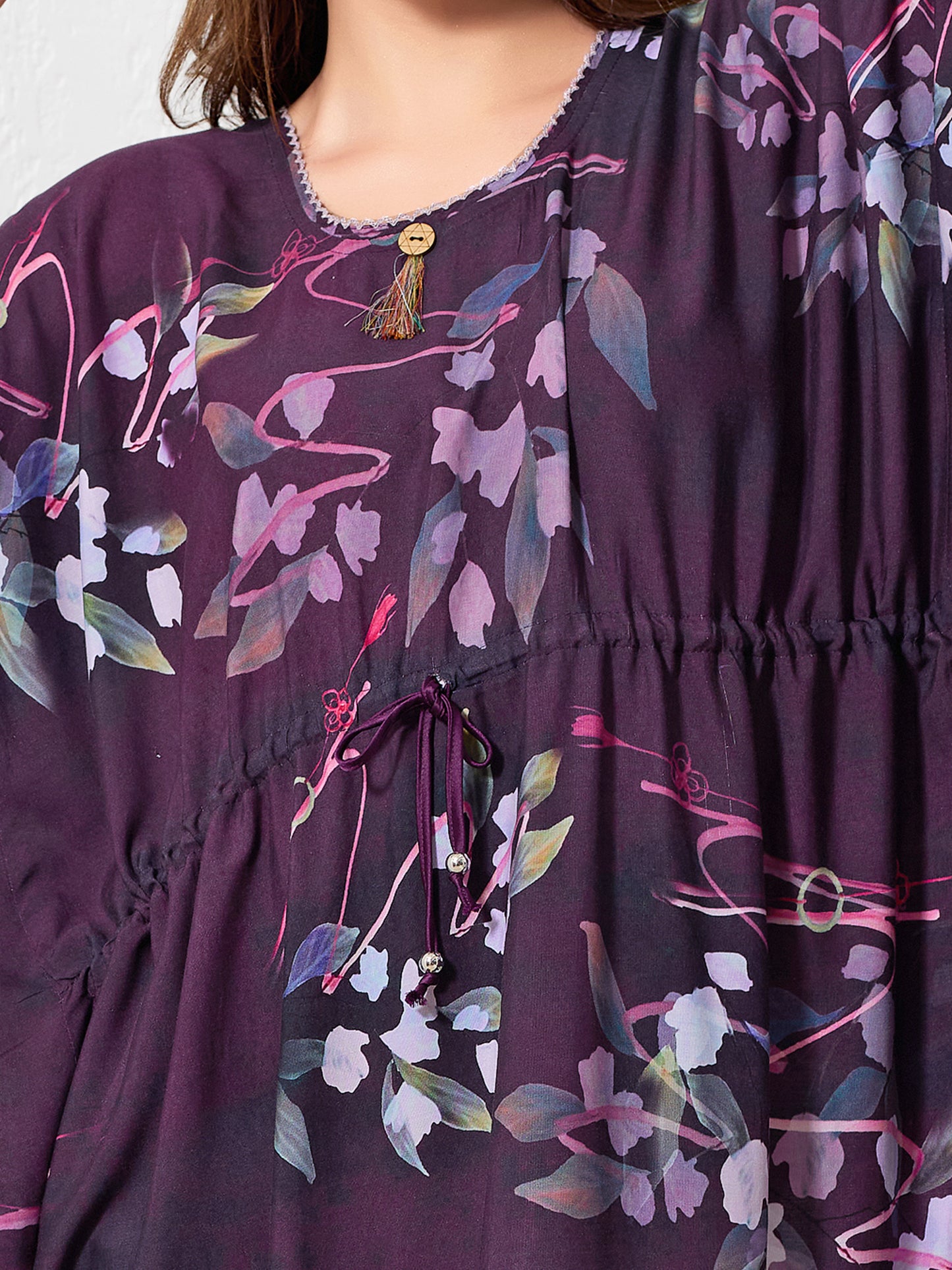 Purple with grey Floral kaftan