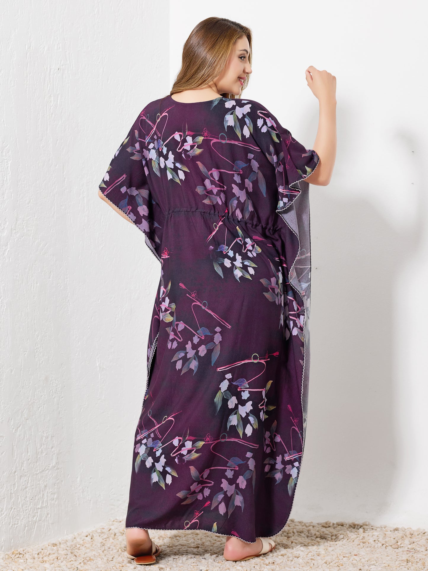 Purple with grey Floral kaftan