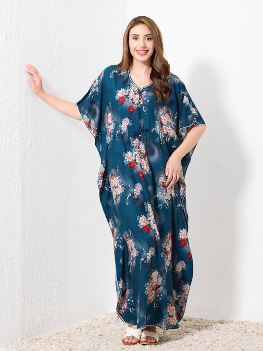 Teal Floral Kaftan