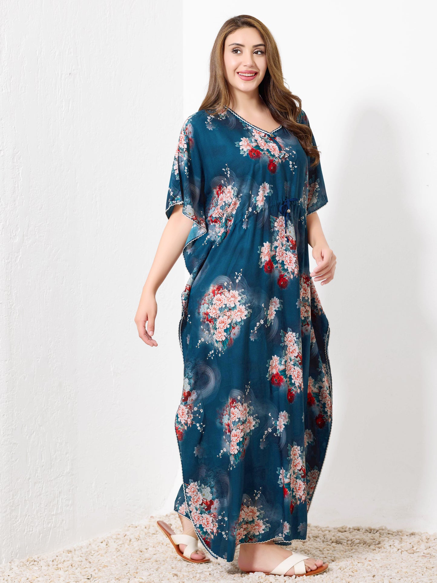 Teal Floral Kaftan