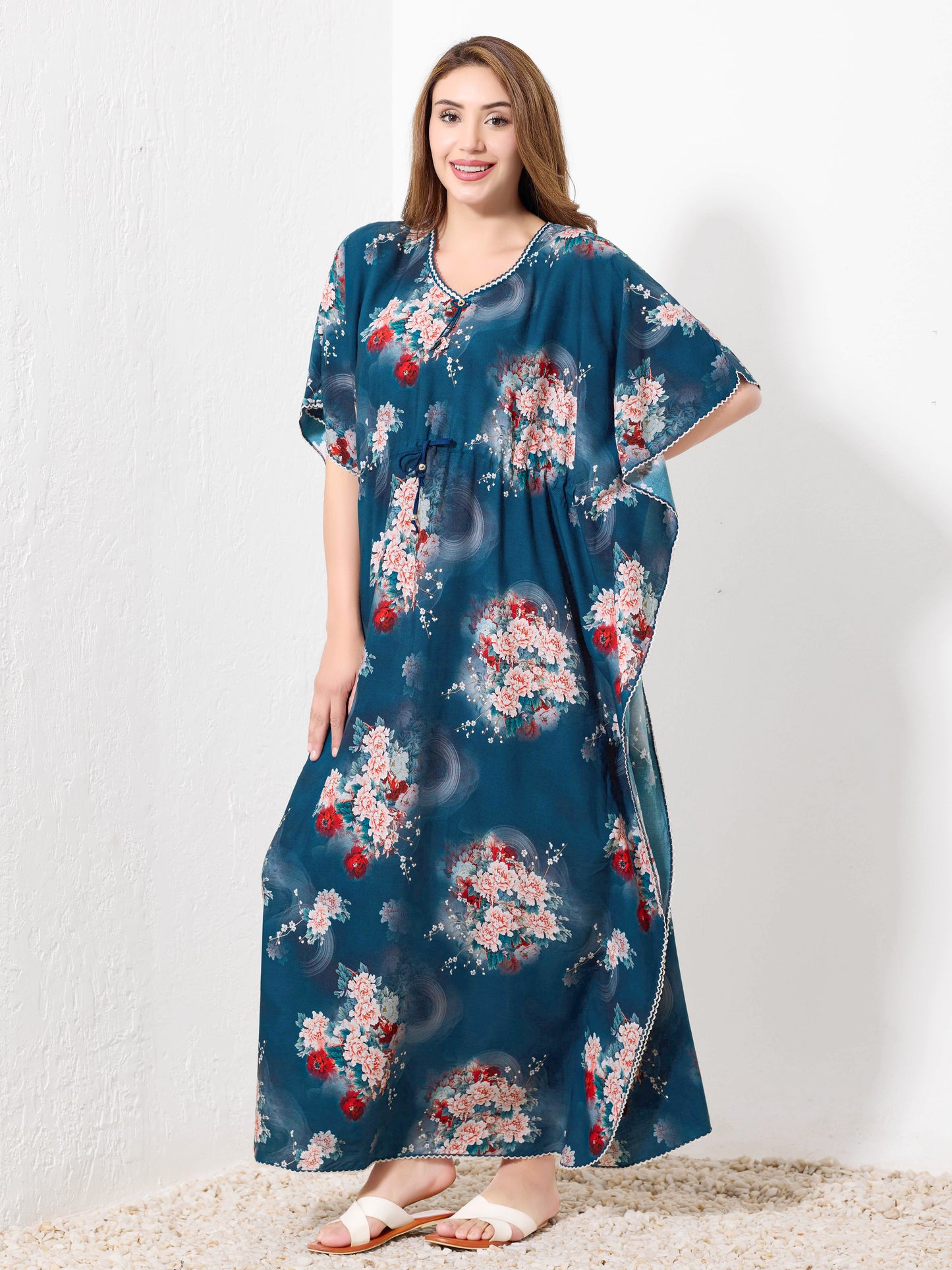 Teal Floral Kaftan