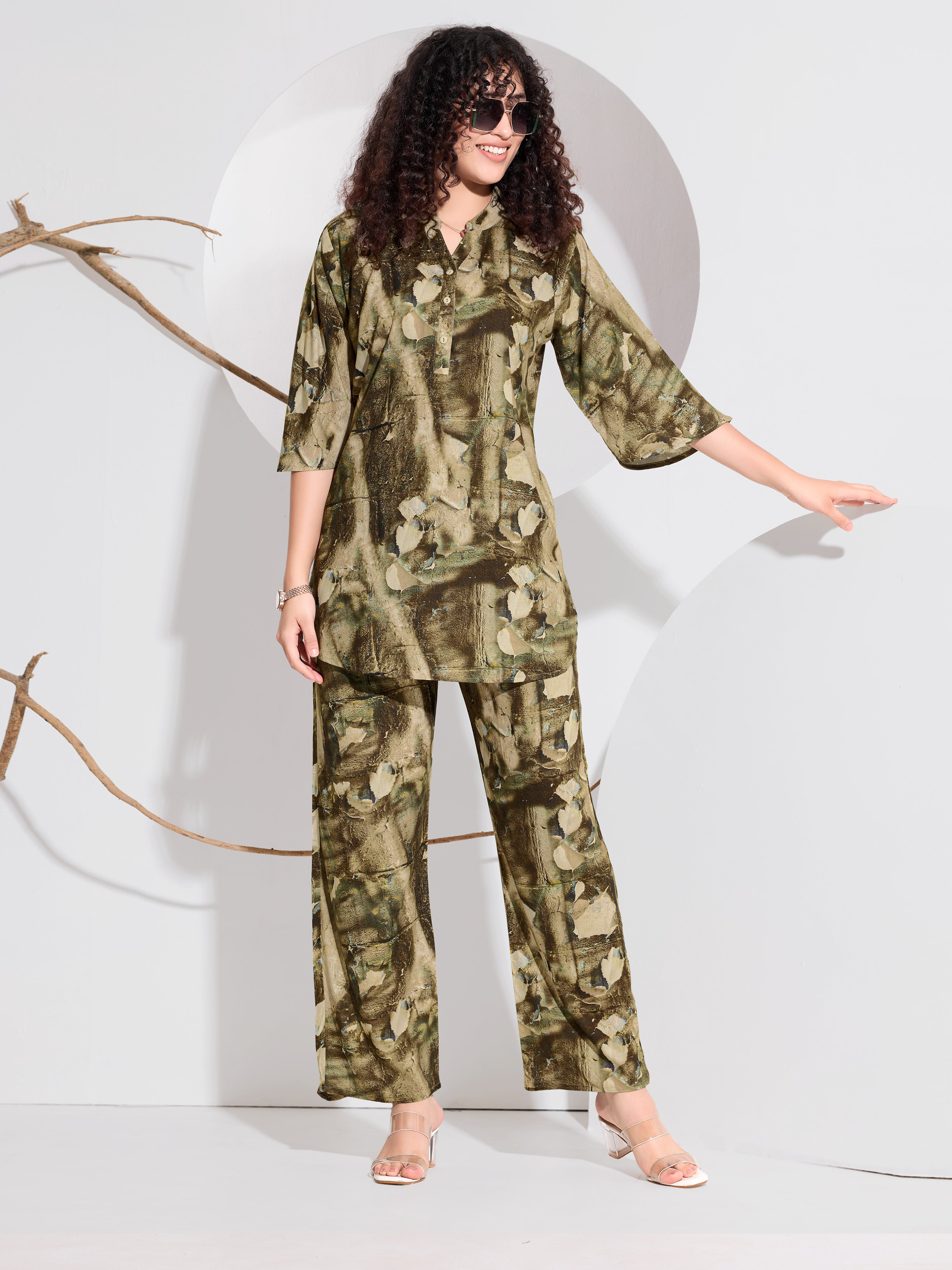 Olive Floral Co-ord Set