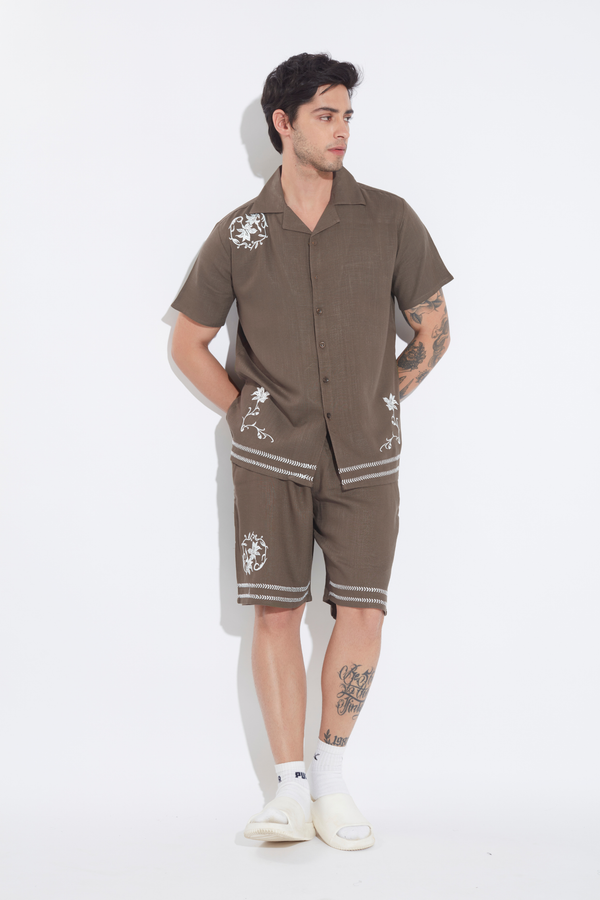 Olive Grove Border-Stitch Mens Co-ord Set