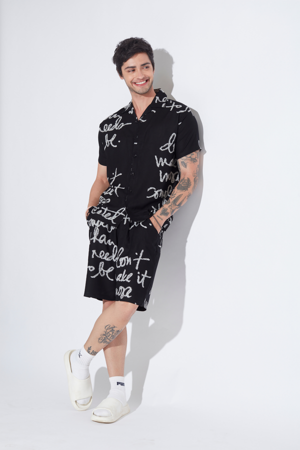 Black Script Mens Co-ord Set