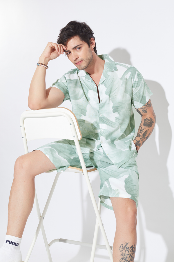Mint Floral Mens Co-ord Set