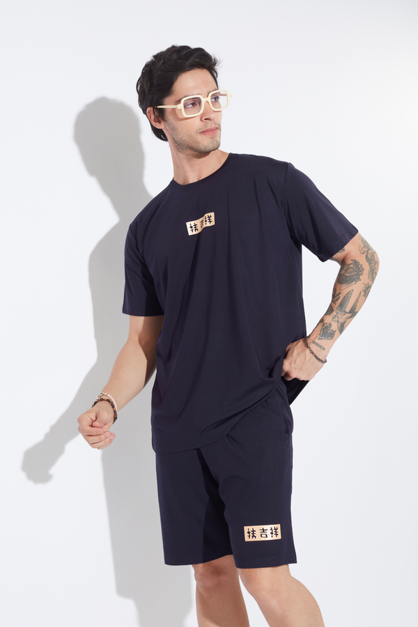 Navy Kanji Mens Co-ord Set