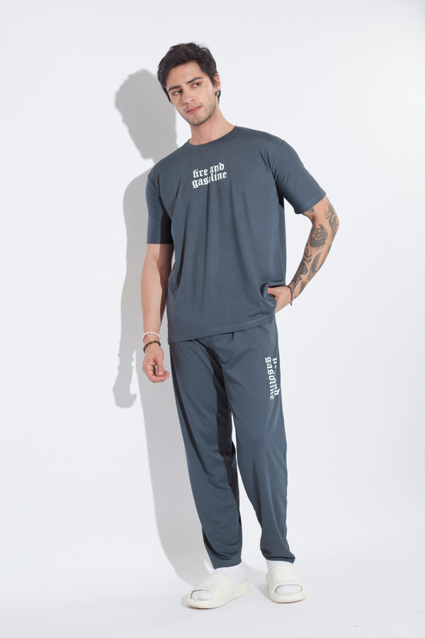 Slate Grey Fire and Gasoline Mens Co-ord Set