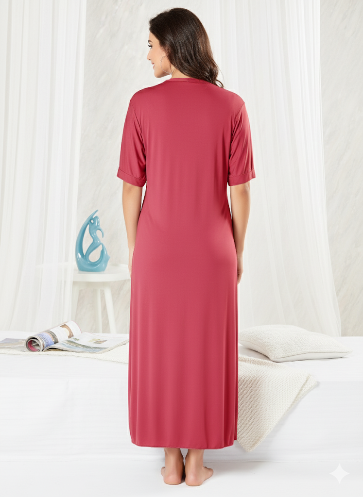 Red Long 2-Piece Bedroom Set - Priincezz Nightwear