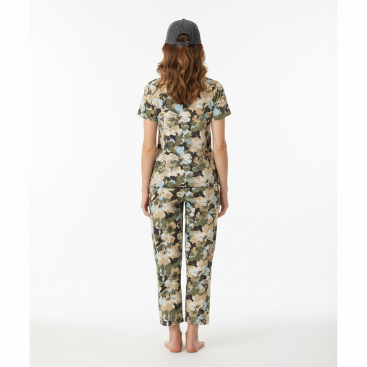 Olive Green Abstract Nightsuit
