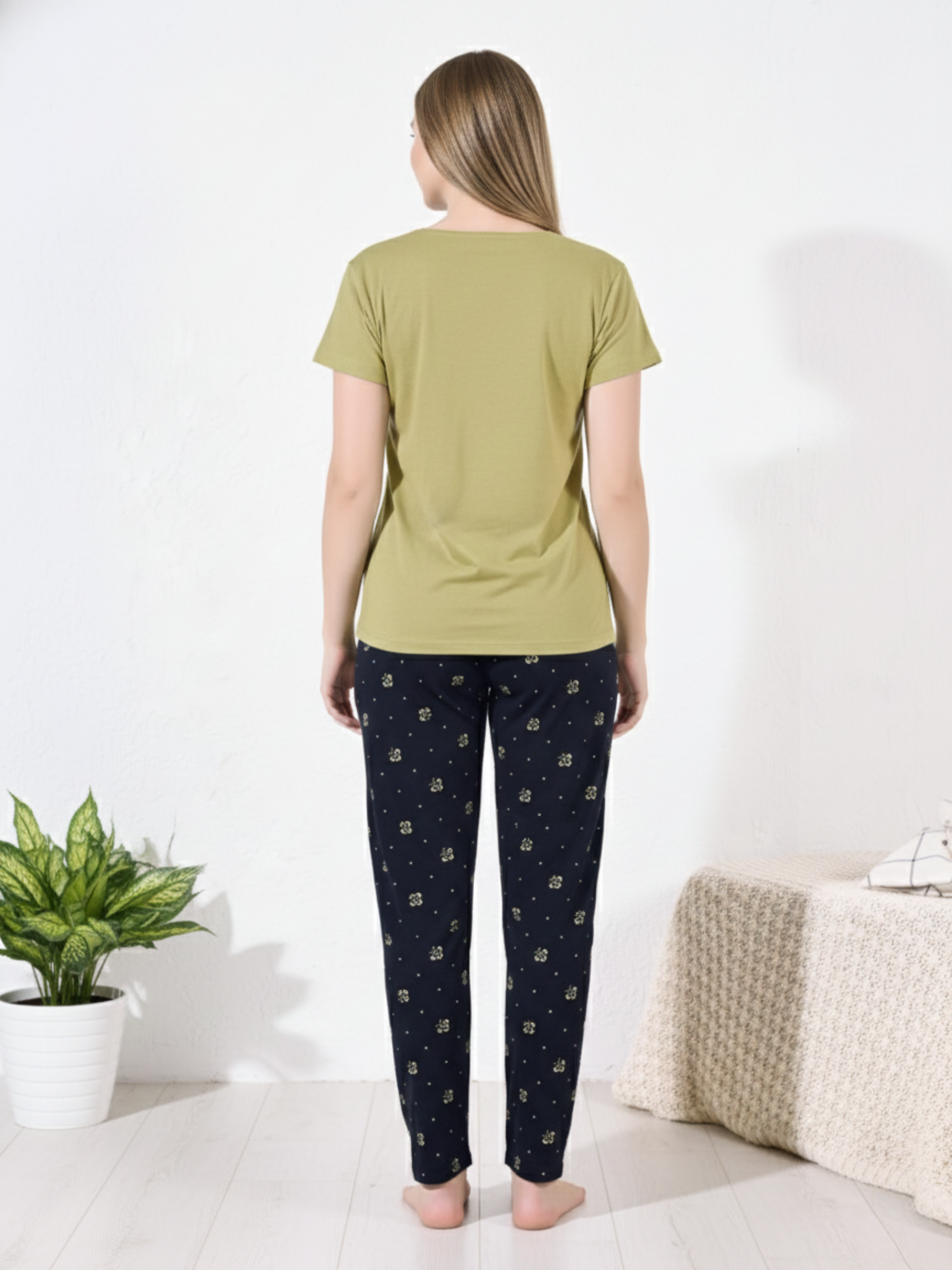 Olive Green Hosiery Nightsuit for Women – Soft & Comfortable Everyday Wear