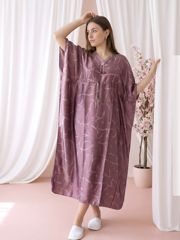 Mauve Shadow Satin Gown Womens Kaftan