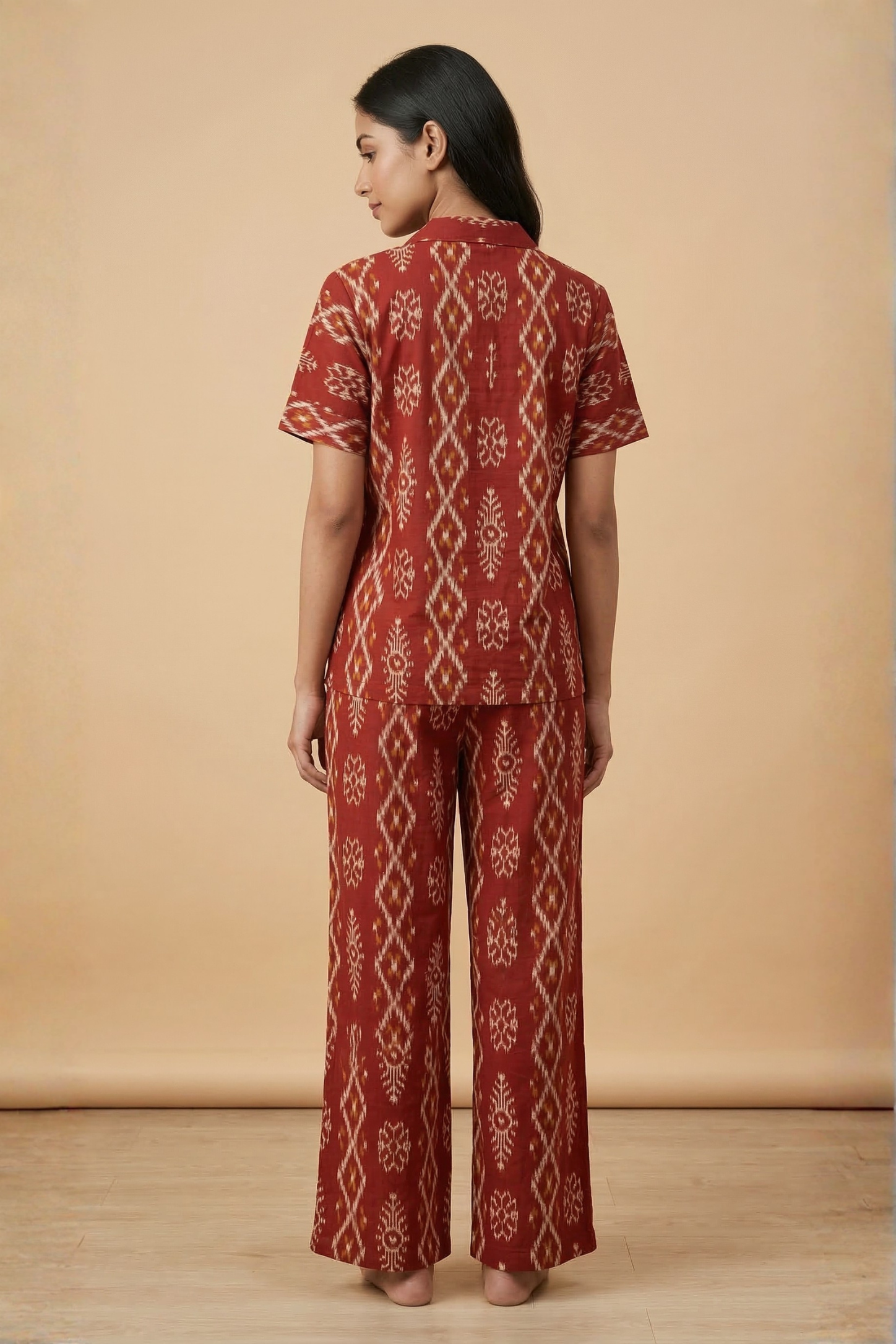 Crimson Ikat Cotton Nightsuit
