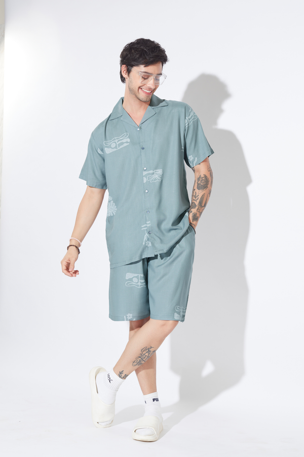 Dusty Blue Minimalist Mens Co-ord Set