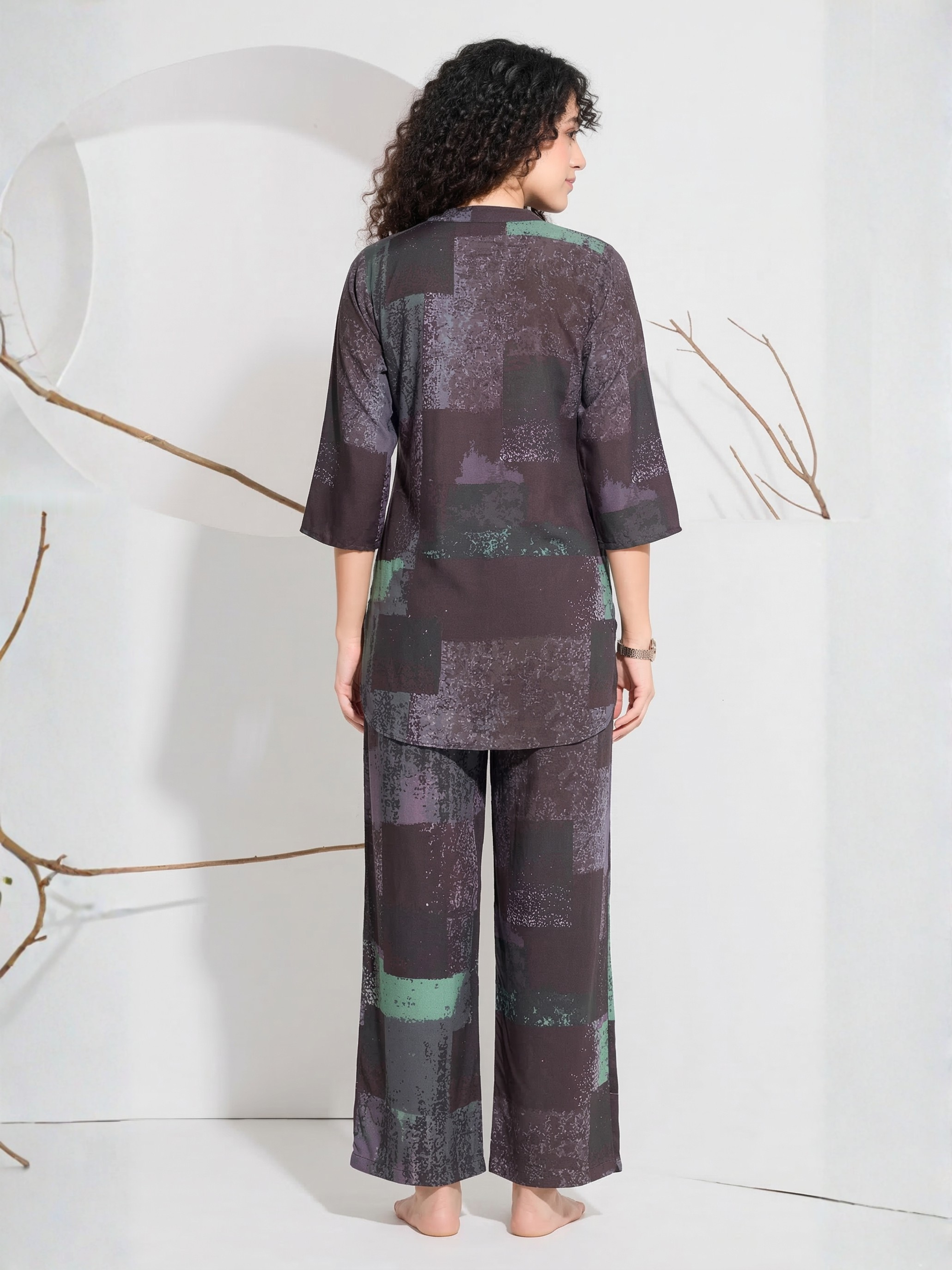 Dark Blue Mosaic Plus Size Co-ord Set