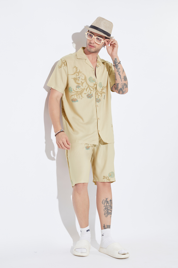 Yellow Floral Mens Co-ord Set