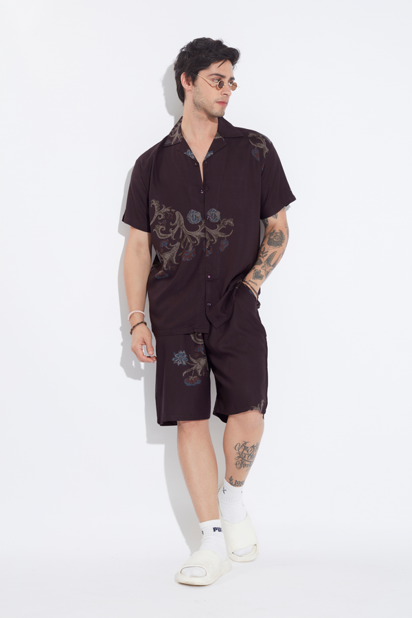 Midnight Black Embellished Mens Co-ord Set
