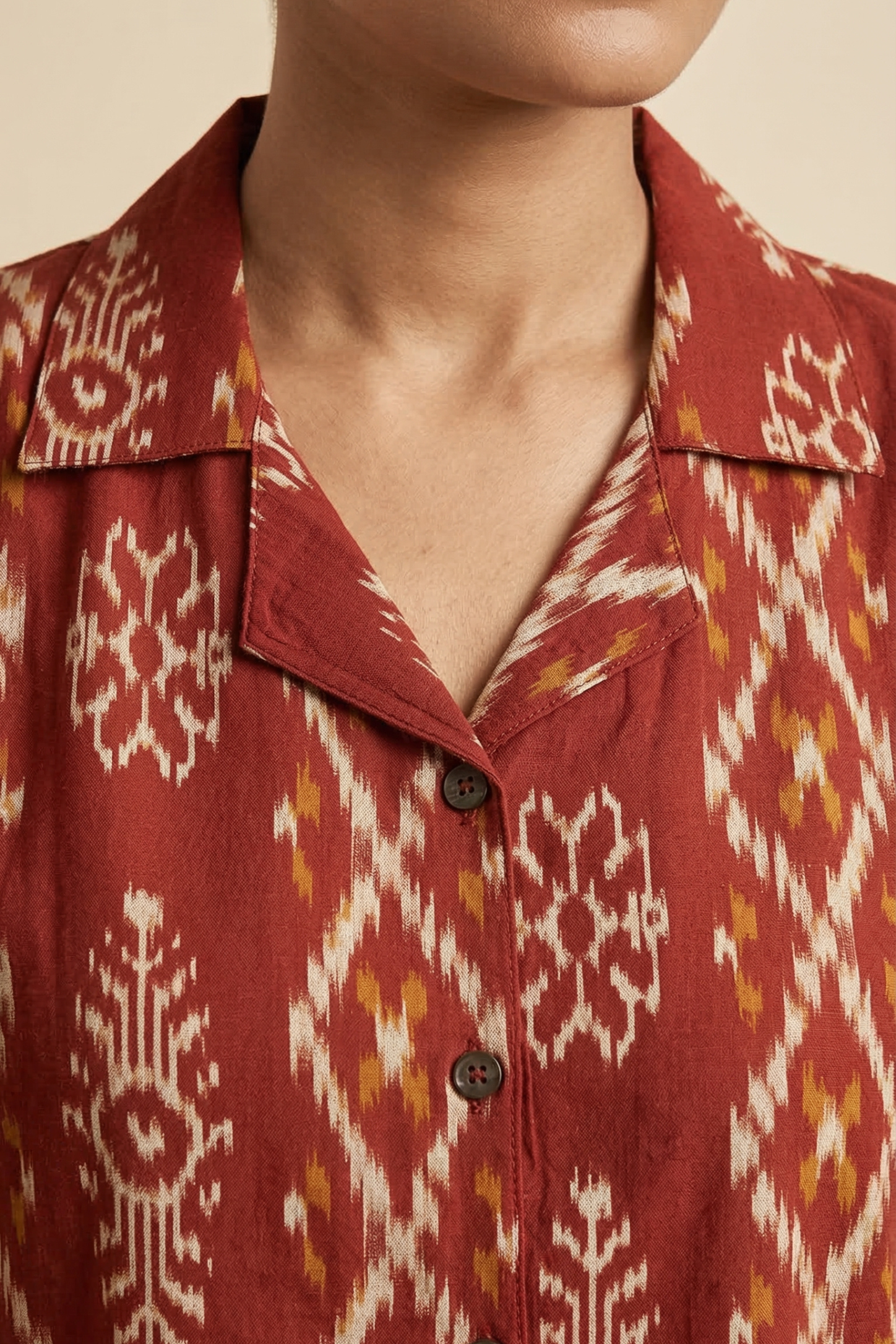 Crimson Ikat Cotton Nightsuit