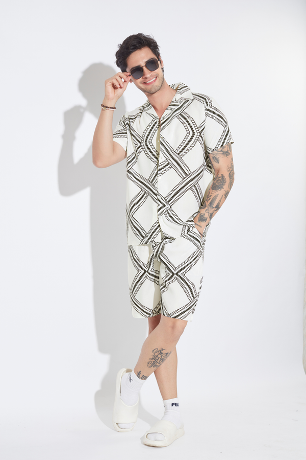 Chain Print Rayon Mens Co-ord Set