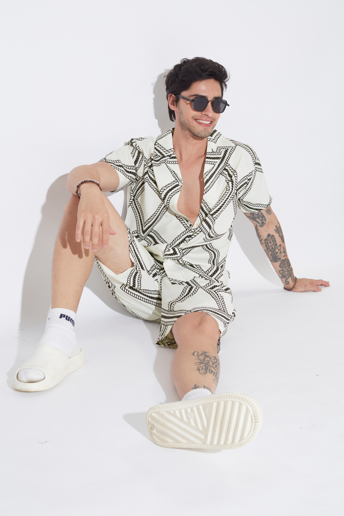 Chain Print Rayon Mens Co-ord Set