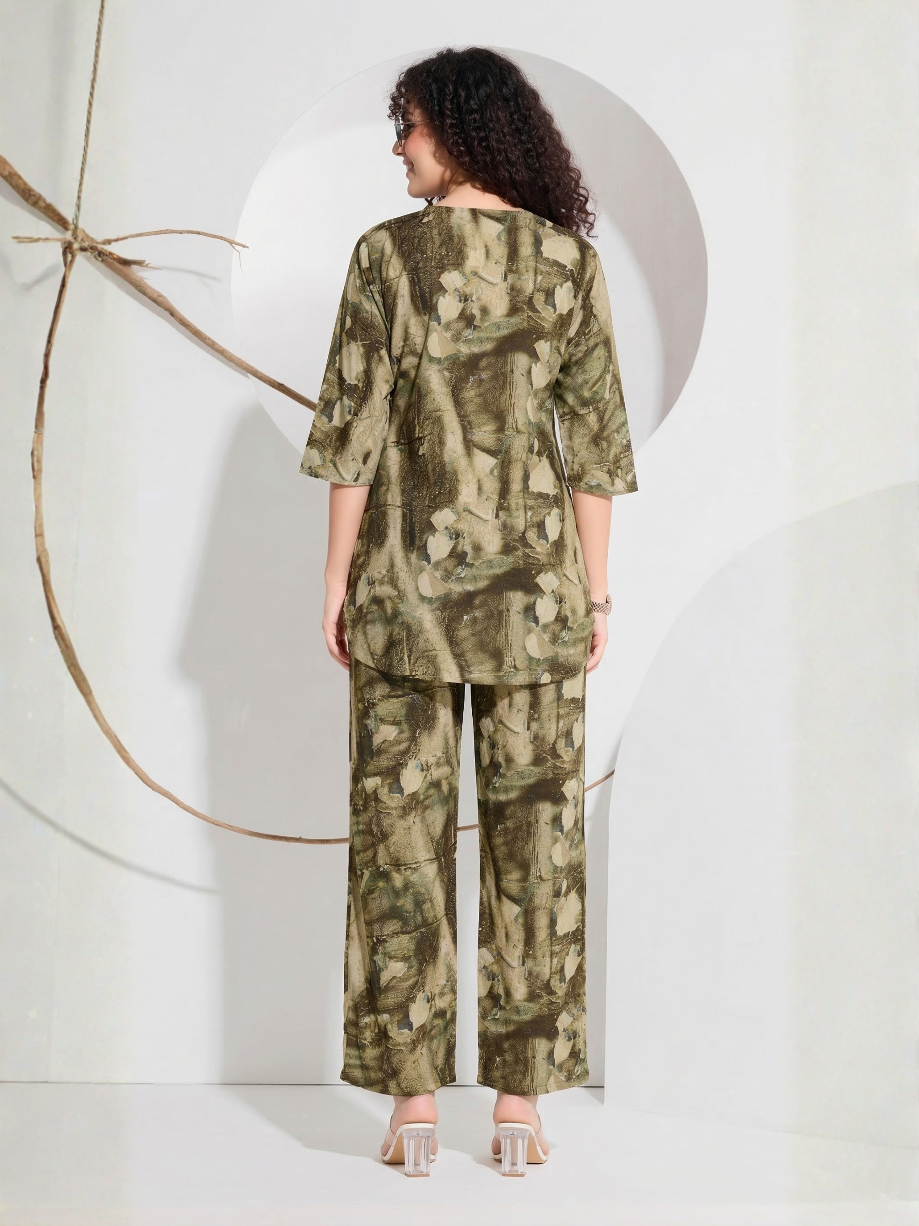 Olive Floral Plus Size Co-ord Set