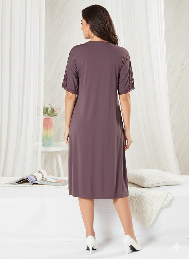 Deep Mauve Short 2-Piece Bedroom Set - Priincezz Nightwear