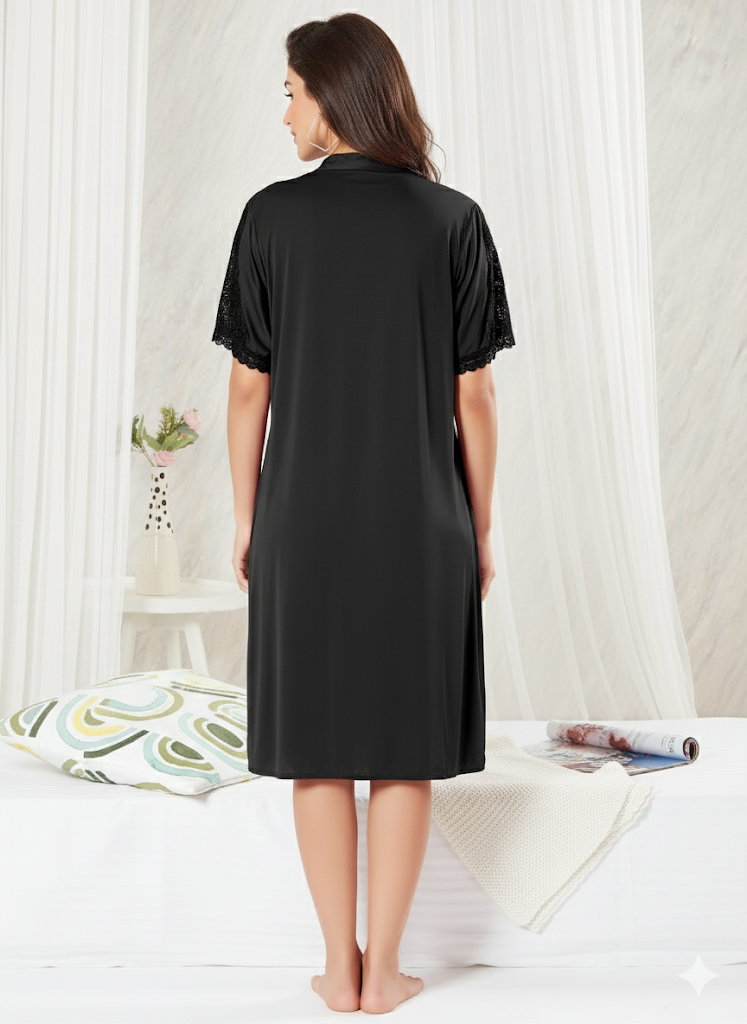 Black Short 2-Piece Bedroom Set - Priincezz Nightwear