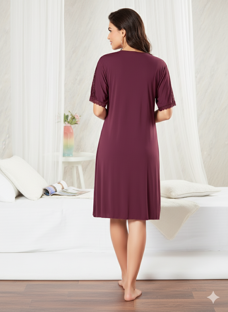 Burgundy Short 2-Piece Bedroom Set - Priincezz Nightwear