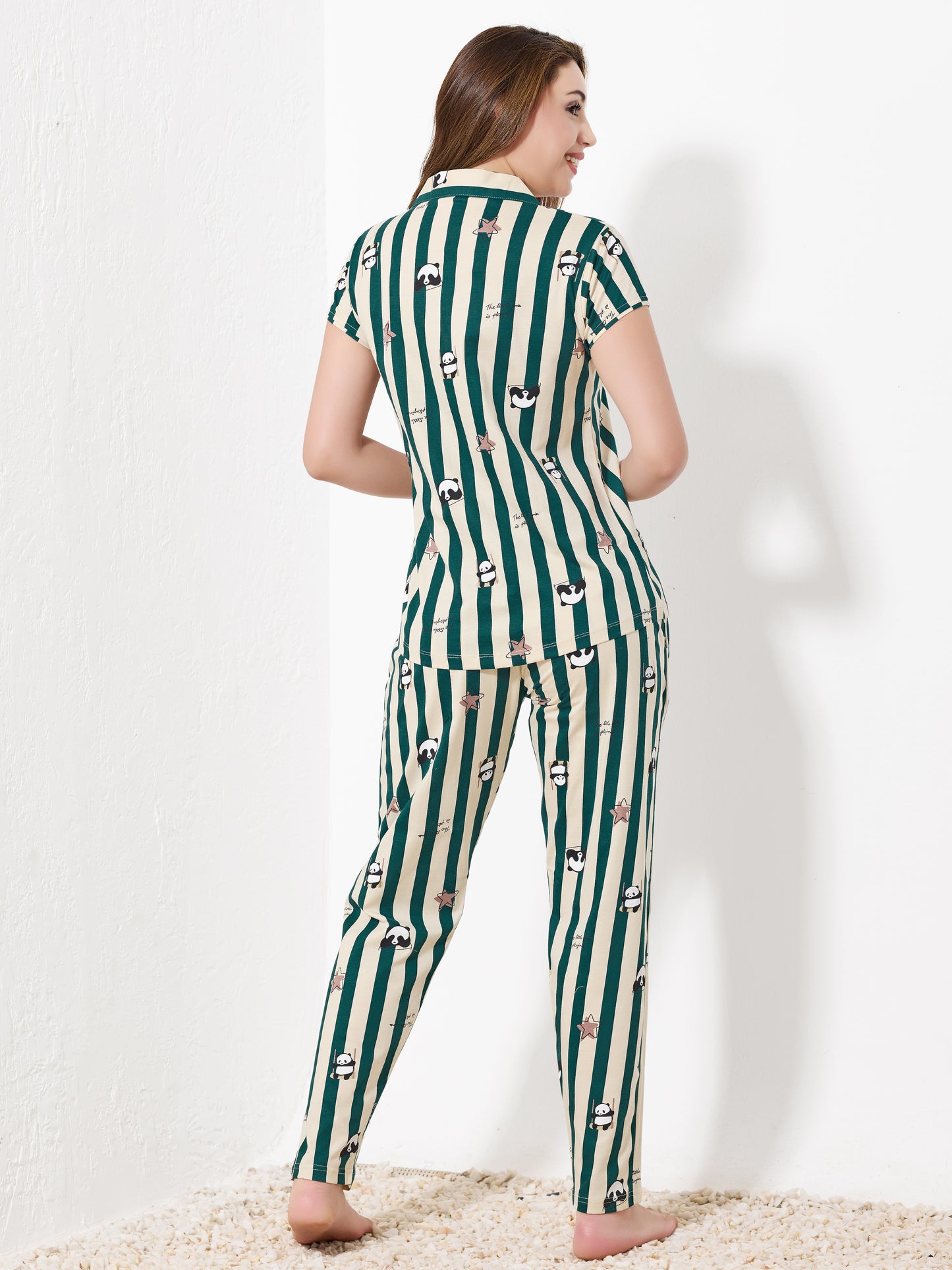 Dark Green Straps Night Suit