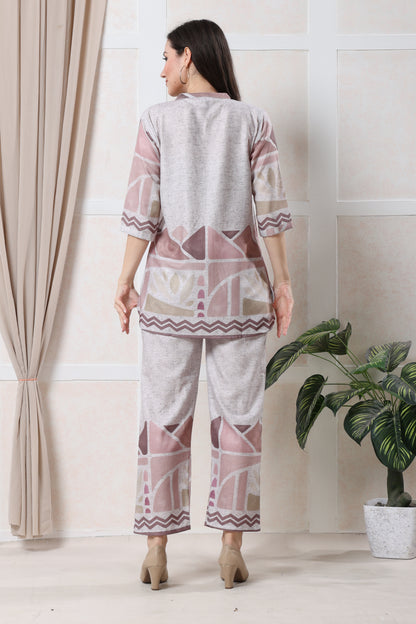 Mauve Grey Linen Co-ord set