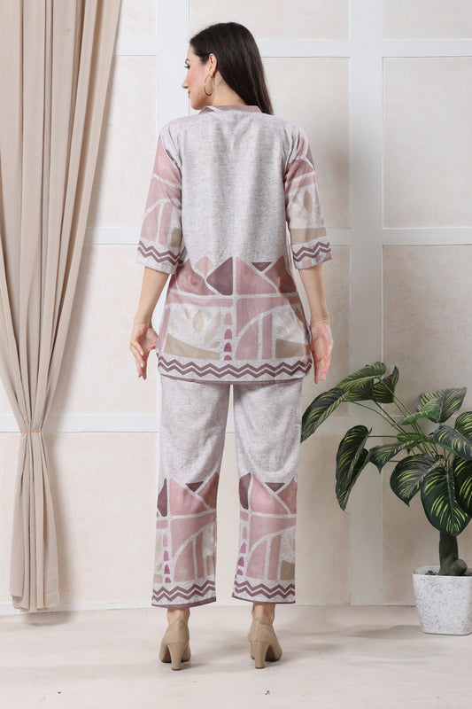Mauve Grey Linen Co-ord set