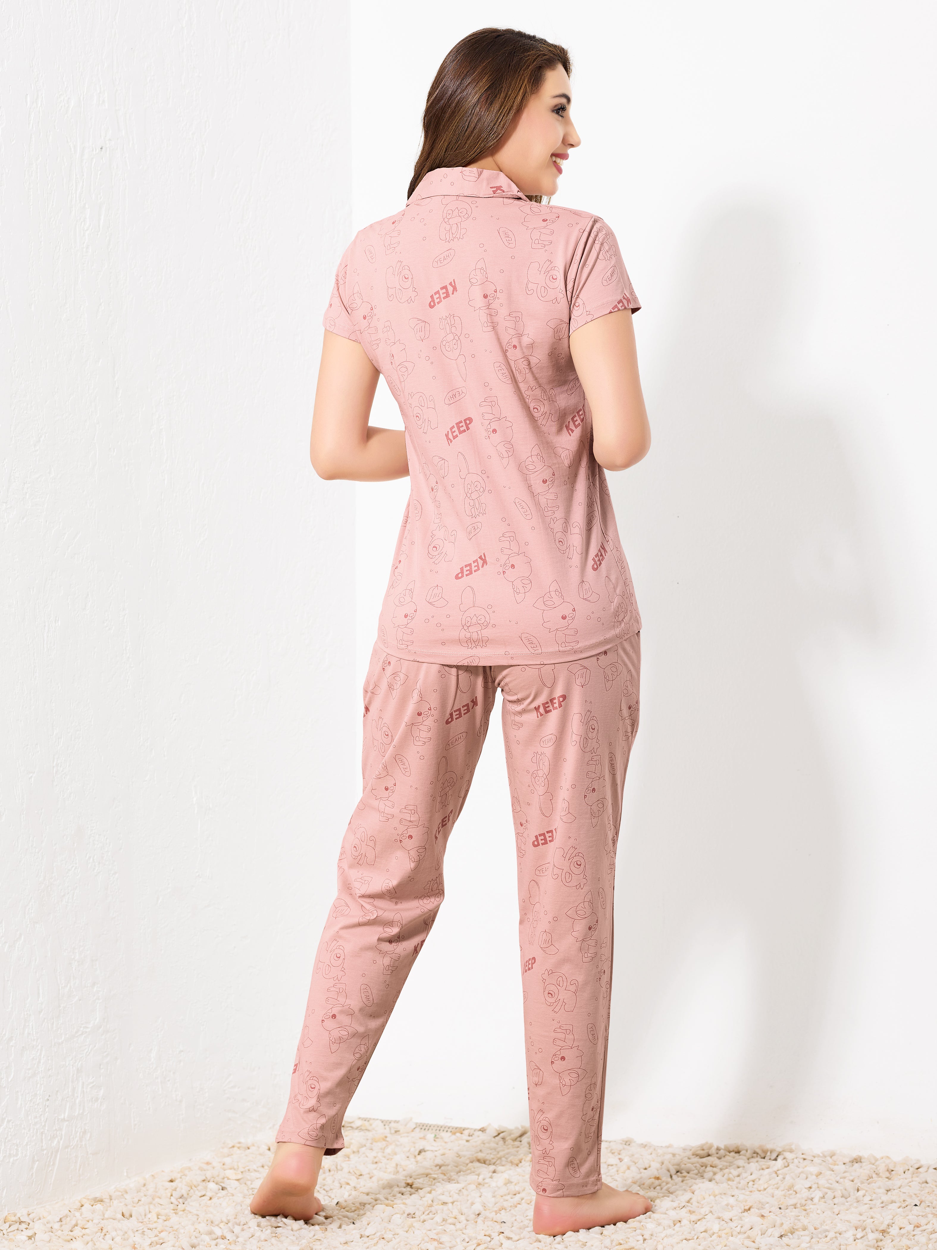 Nude Pink Night Suit - Priincezz Nightwear