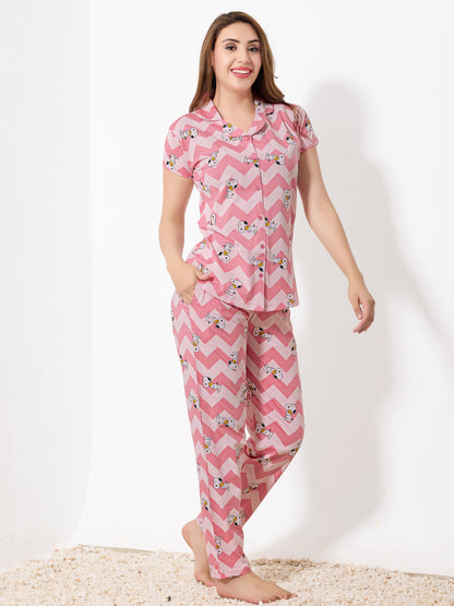 Pink Zig Zag Night Suit