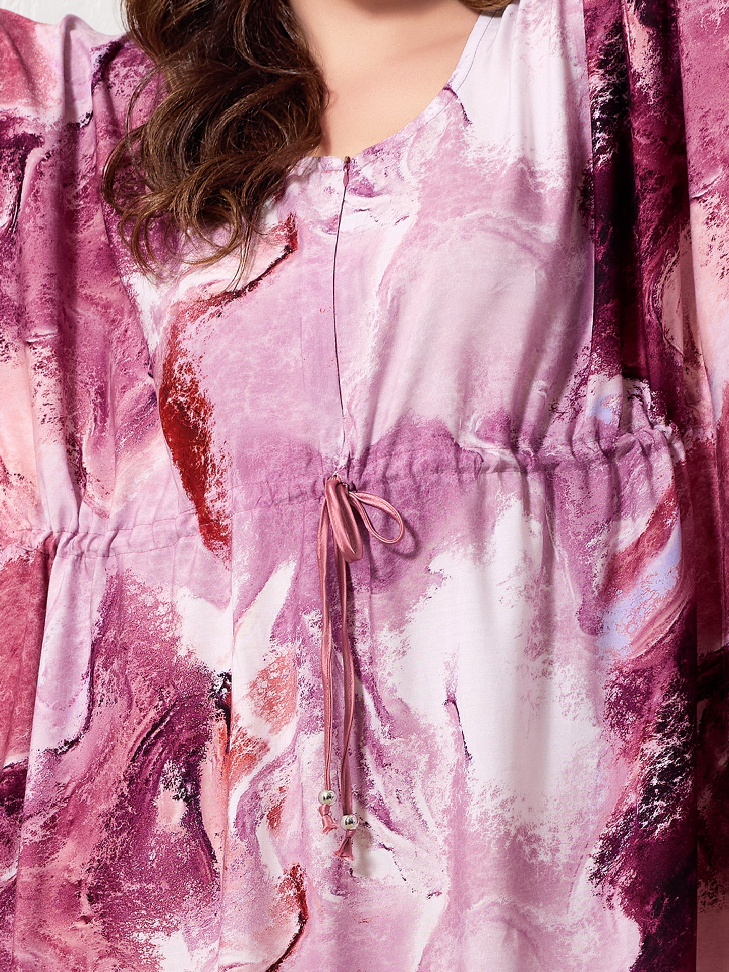Pink & White Abstract Kaftan