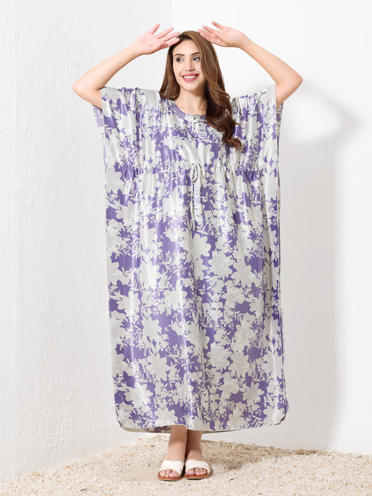 Purple & White Floral Kaftan