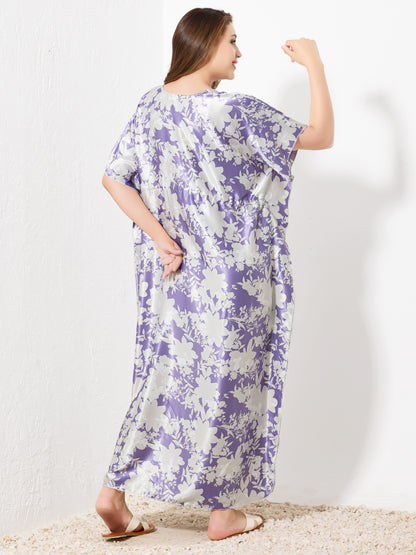 Purple & White Floral Kaftan