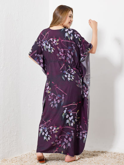 Purple with grey Floral kaftan