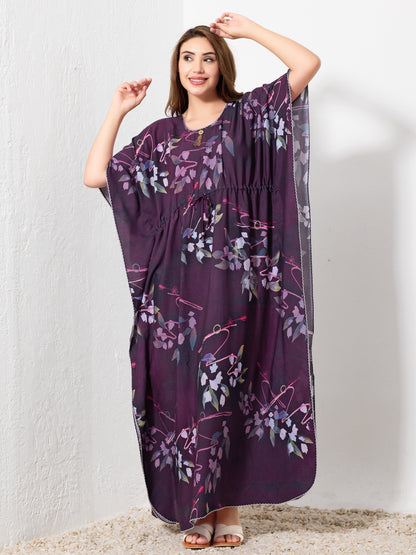 Purple with grey Floral kaftan