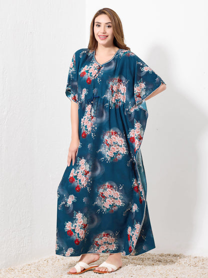 Teal Floral Kaftan